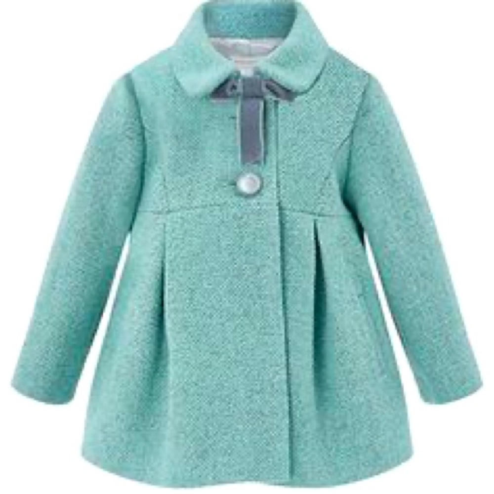 Girls' Mint Green Wool-Blend Coat